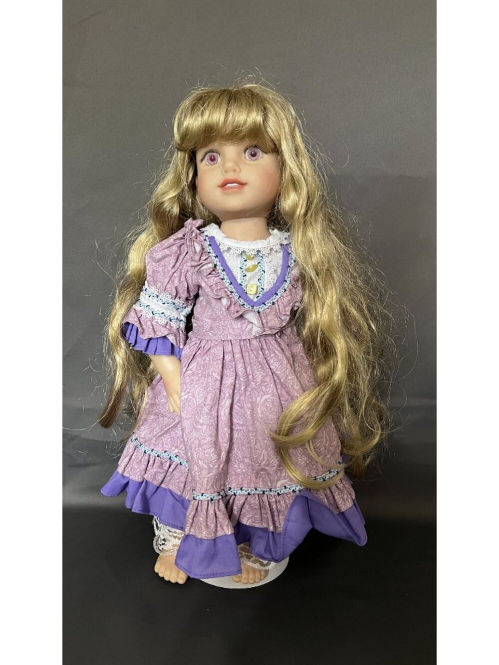 Sandra Bilotto Porcelain Doll In Lavender Victorian Dress With Blonde Hair And S
